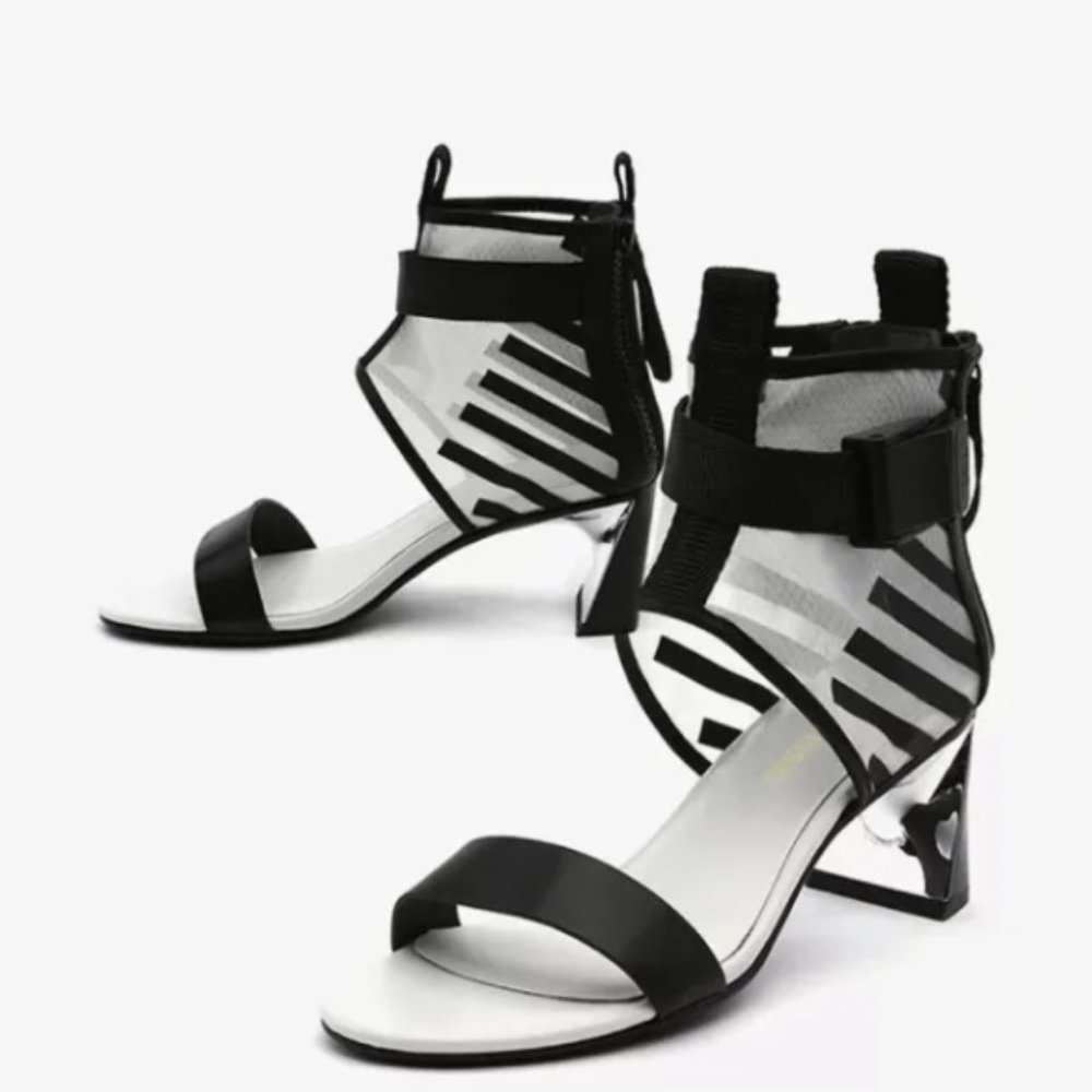 Black and white heels size 9.5